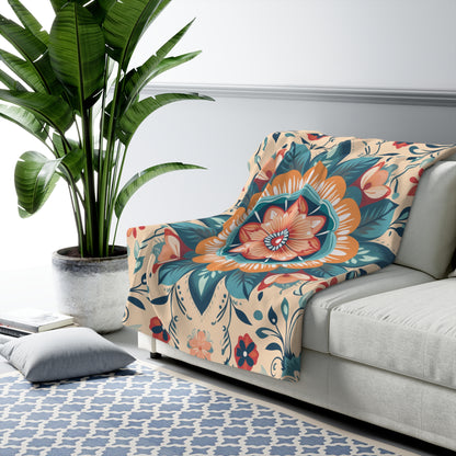 Floral Mandala Sherpa Fleece Blanket