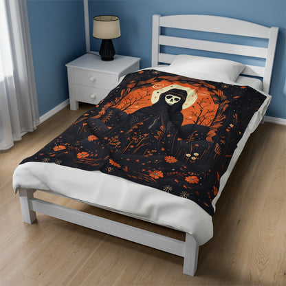 BOHO Cloaked Skeleton Halloween Blanket