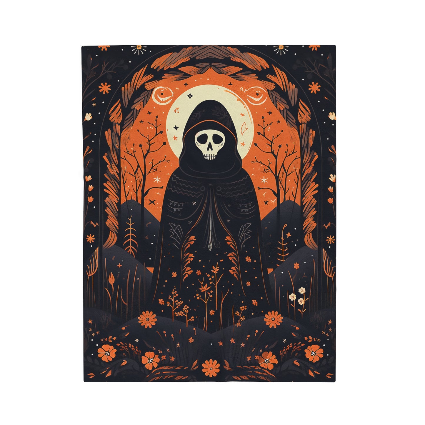 BOHO Cloaked Skeleton Halloween Blanket