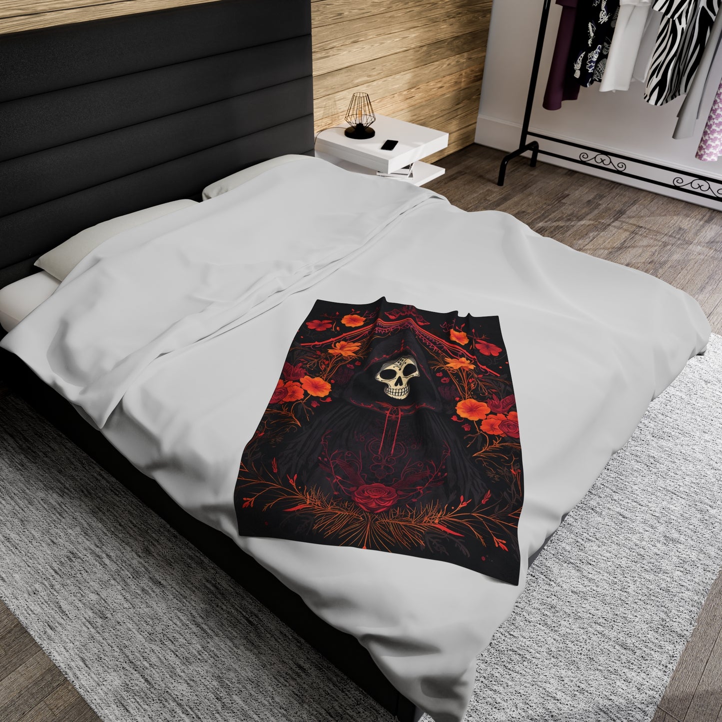 BOHO Reaper & Roses Plush Halloween Blanket