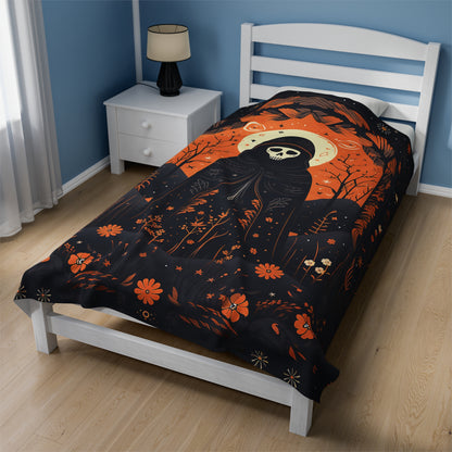 BOHO Cloaked Skeleton Halloween Blanket