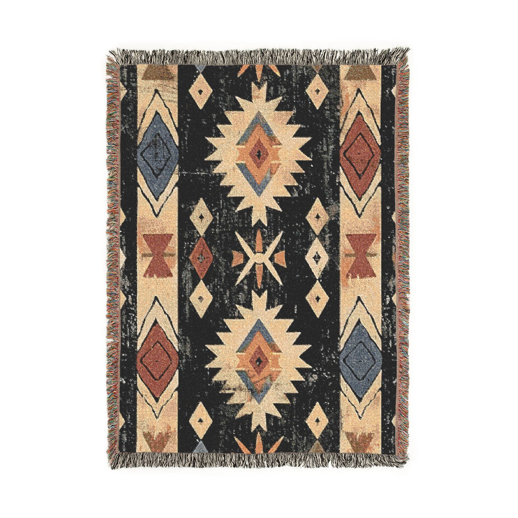 Southwestern Aztec Pattern Woven Blanket | Navajo-Inspired Throw