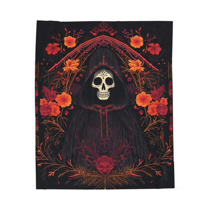 BOHO Reaper & Roses Plush Halloween Blanket