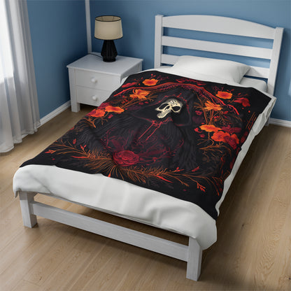 BOHO Reaper & Roses Plush Halloween Blanket