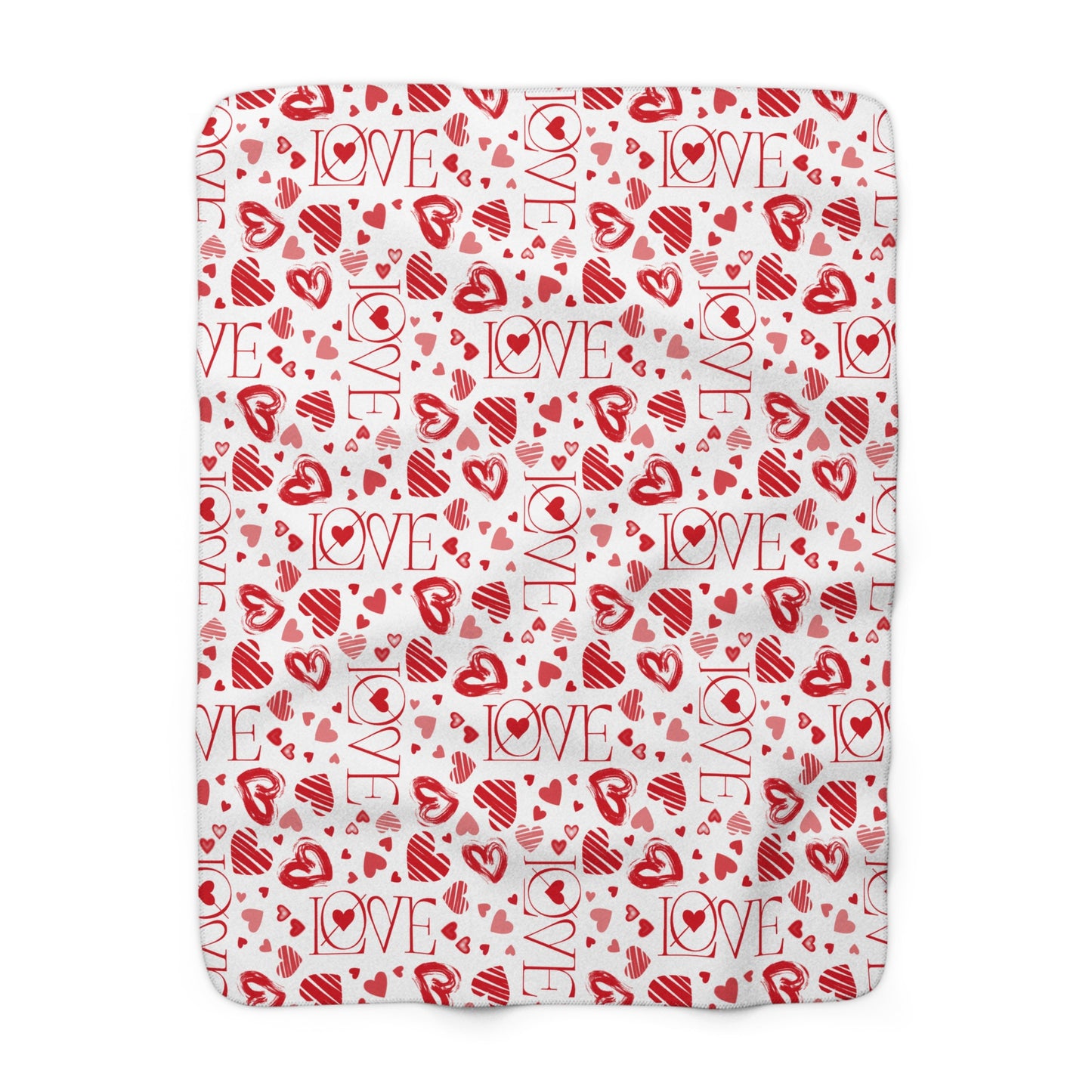 LOVE Red on White Valentine's Day Sherpa Fleece Blanket