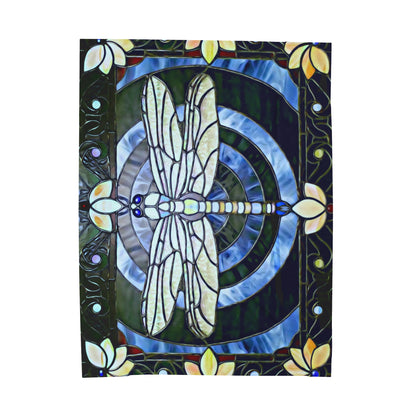 Stained Glass Dragonfly Velveteen Plush Blanket