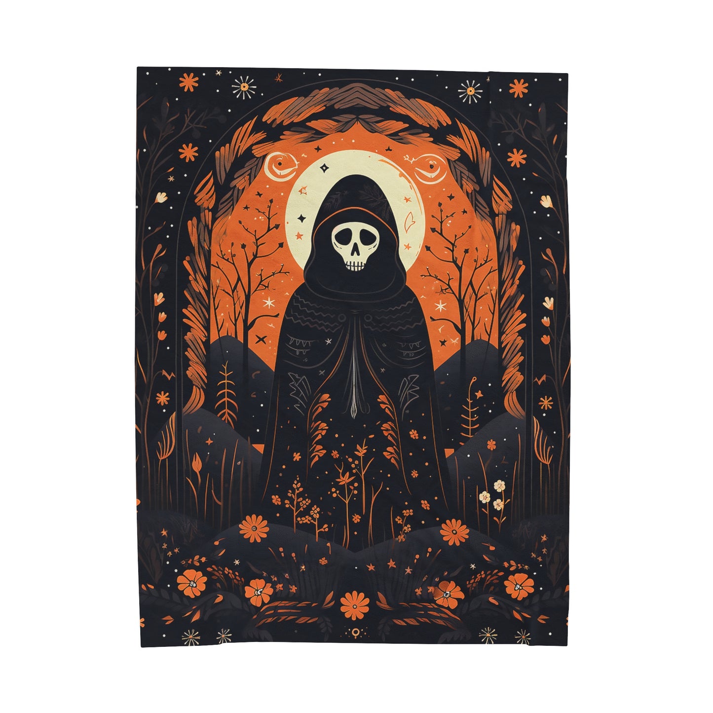 BOHO Cloaked Skeleton Halloween Blanket