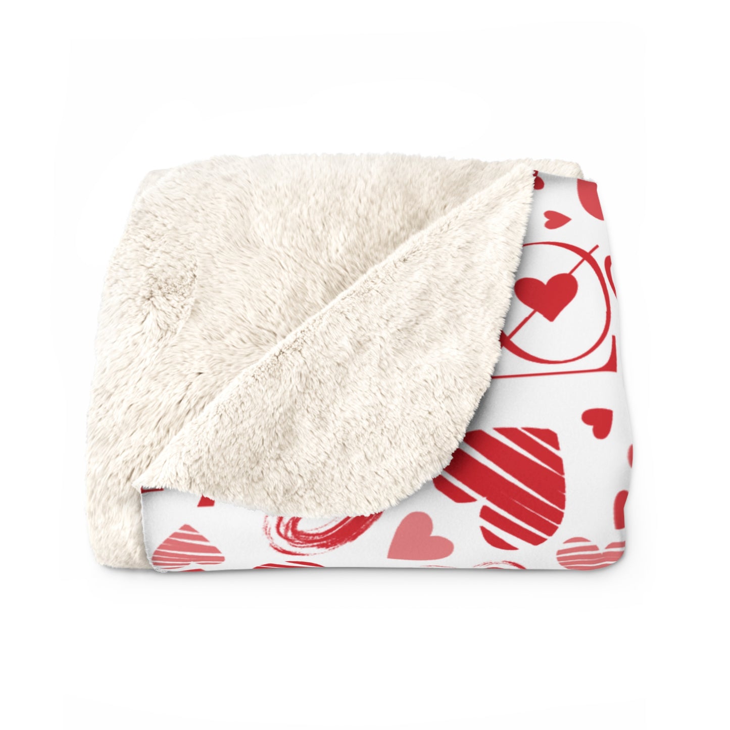 LOVE Red on White Valentine's Day Sherpa Fleece Blanket