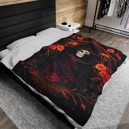 BOHO Reaper & Roses Plush Halloween Blanket