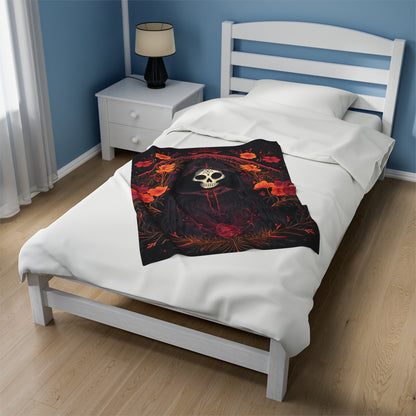 BOHO Reaper & Roses Plush Halloween Blanket