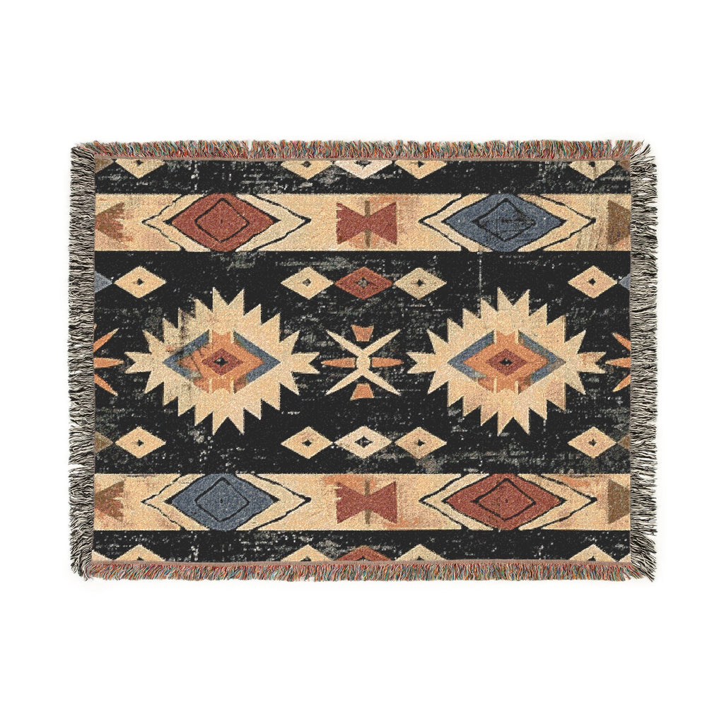 Southwestern Aztec Pattern Woven Blanket | Navajo-Inspired Throw