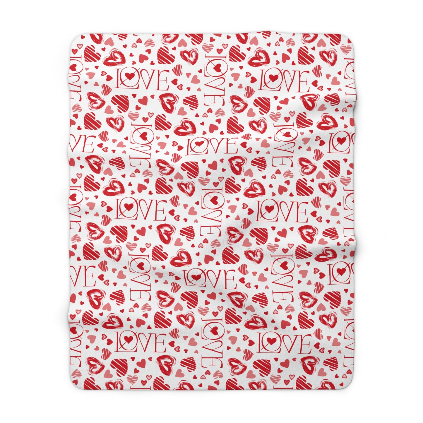 LOVE Red on White Valentine's Day Sherpa Fleece Blanket