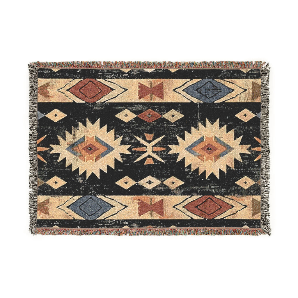 Southwestern Aztec Pattern Woven Blanket | Navajo-Inspired Throw