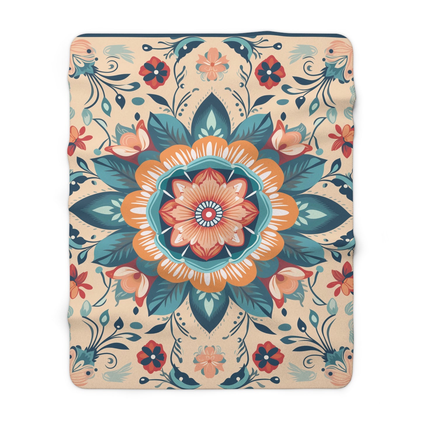 Floral Mandala Sherpa Fleece Blanket