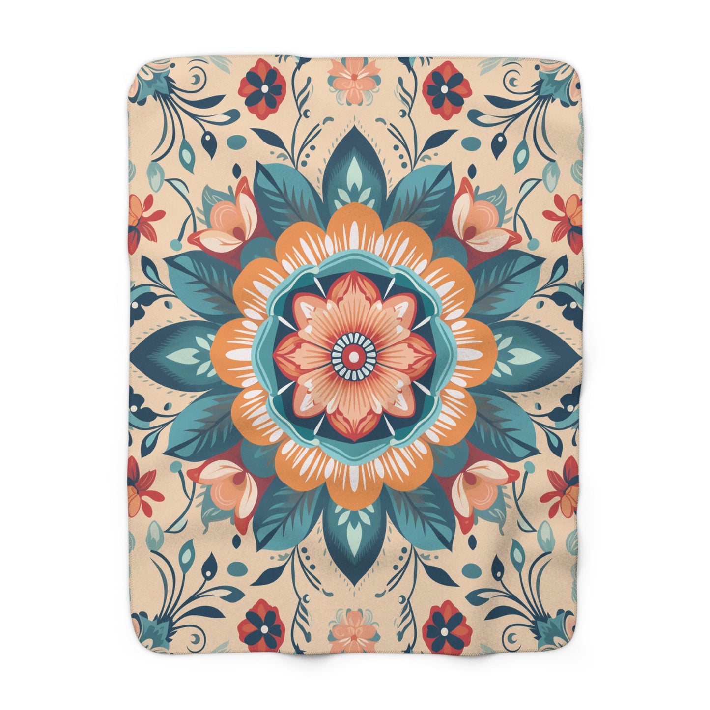 Floral Mandala Sherpa Fleece Blanket