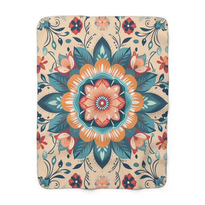 Floral Mandala Sherpa Fleece Blanket