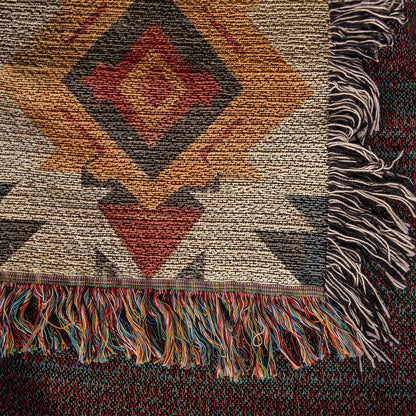 Aztec Inspired Diamonds Heirloom Woven Cotton Blanket