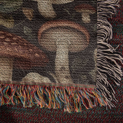 Vintage Mushroom Cottagecore Heirloom Woven Blanket