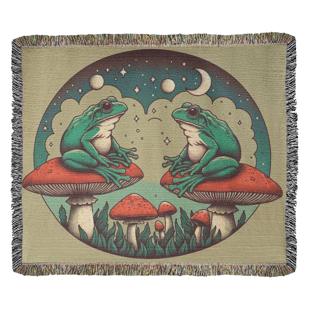 BOHO Frogs Heirloom Woven Blanket